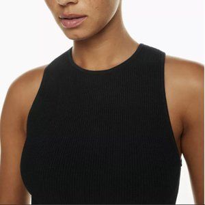 Aritzia Black Babton Ribbed Sculpt Open Racerback dress - New